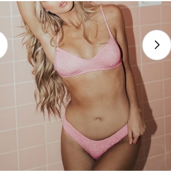 Wave Babe Pink Shimmer Sparkly Bikini Pink Glitter Bikini Set - Picture 2 of 8